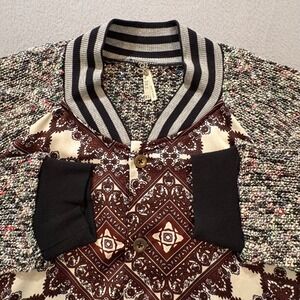 BKE by Buckle Cardigan Jacket XL Multicolor Knit Pattern Button Front Boho Retro